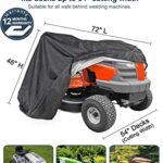 Riding Lawn Mower Cover, Waterproof Heavy Duty Lawn Tractor Cover Fits Decks Up to 54 inch, Universal Fit Lawnmower Covers with Windproof Drawstring for Outdoor Sun UV Rain Snow Protector
