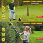 Aokia Weed Wacker Cordless for Lawn: Grass Mower with Roller – 2.0Ah Battery Powered for Hedge Clearance Yard Cutting Tree – String Trimmers for Garden Cutter Handyman Landscaper