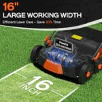 TIECTOWN 16-Inch 15.5 Amp 2-in-1 Electric Dethatcher and Scarifier with 14.5-Gallon Removable Thatch Collection Bag, Lawn Dethatcher with 5-Position Adjustment, Quick-Fold, Keeps Lawn Healthy – Orange