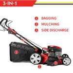 YOLENY Gas Lawn Mower 4-Cycle 173cc OHV 21-Inch Trimming Mower 4-in-1 Rear Wheel Drive Trimmer with 16 Gal Grass Box,8 Adjustable Mower Heights, Adjustable & Foldable Handlebars