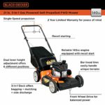 BLACK+DECKER 21 Inch 140cc 3-in-1 Gas Powered Front Wheel Drive Walk Behind Push Mower – Side Discharge, Mulching, and Bagging Capabilities, Black and Orange