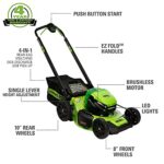 Greenworks 80V 21″ Cordless Battery Push Lawn Mower,16″ Cordless Battery String Trimmer Combo Kit w/(1) 4Ah Battery & (1) 4A Rapid Charger
