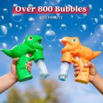 JOYIN 2 Dinosaur Bubble Guns with 2 Bubble Solution (147 ml) for Toddlers, Bubble Maker and Blower, Indoor and Outdoor Summer Play Toys, Kids Party Favor, Game Toys