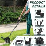 FEETE Weed Wacker, 12V 1.5Ah 3-in-1 Li-Ion Cordless String Trimmer w/4 Types Blade, Lightweight Battery Powered Folding String Trimmers, Adjustable Weed Eater for Garden and Yard (Black 12V Battery)