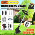 Weed Wacker Electric Cordless String Trimmer Weed Eater Grass Trimmer, with 3 Function Blades,Height Adjustable Lawn Edger Brush Cutter 2 Battery&Charger for Home Garden, Lawn, Yard(Black)