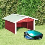 Matalde Robotic Lawn Mower Garage 28.3″x34.3″x19.7″ Red and White Firwood-161