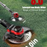 Electric Weed Wacker Cordless, 21V Cordless Weed Wacker Powered with 2Pcs 2.0Ah Batteries, 3 in 1 Stringless Grass Trimmer/Edger/Brush Cutter for Lawn Yard Garden