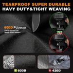 Riding Lawn Mower Cover Waterproof Outdoor, Heavy Duty 600D Polyester Cloth Ride-on Tractor for UV,Dust,Rain,75″Lx49″Wx49″H Universal Fit for Garden Lawnmower,Windproof Nylon Straps,Black-Premium