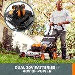 WORX WG751 40V Power Share 5.0 Ah 20″ Lawn Mower w/ Mulching and Side Discharge Capabilities (2x20V Batteries)