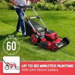 PowerSmart Cordless Lawn Mower Battery Powered, 22 Inch Self Propelled Lawn Mower with 80V 6.0Ah Battery and Rapid Charger, 3 in 1 Electric Lawnmower with 5 Adjustable Cutting Heights (1.18″-3″)