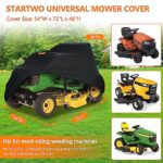 STARTWO Riding Lawn Mower Cover, Upgrade Windproof Design Lawn Tractor Covers with Elastic & Buckle Strap, Heavy Duty Waterproof Outdoor Mower Cover, Rain UV Dust Dirt Wind Protection, Black