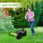 DC DICLASSE Push Cordless Lawn Mower, 16-Inch Manual Reel Lawn Mower with Detachable Grass Catcher, 5-Blade Walk-Behind Lawn
