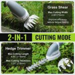 WORKPRO Cordless Grass Shear & Shrubbery Trimmer – 2 in 1 Handheld Hedge Trimmer Electric Grass Trimmer Hedge Shears/Grass Cutter Rechargeable Lithium-Ion Battery and Type-C Cable Included (White)