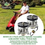 BOSFLAG 2 Pack 604214 Spindle Assembly with 603987 Pulley 793828 Belt Replaces Hustler 604214 Spindle Assembly, Part Mumber 604214 Spindle, Hustler Raptor 42 Inch Spindle for Hustler Ride Mower