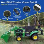 WardWolf Tractor Cover Waterproof Heavy Duty 600D Compact Utility Tractor Cowling Cover Compatible with Kubota, John Deere, Mahindra, Bobcat(Black)