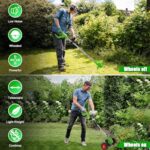Cordless Weed Wacker Battery Powered Electric Weed Eater 21V,Lightweight Push Lawn Mower Edger Tool/Cordless Grass Trimmer/Edger Lawn Tool/Brush Cutter,with 2 Battery and Fast Charger for Lawn Garden