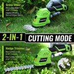 WORKPRO 12V Cordless Grass Shear & Shrubbery Trimmer – 2 in 1 Handheld Hedge Trimmer, Electric Grass Trimmer Hedge Shears/Grass Cutter with 2.0Ah Rechargeable Lithium-Ion Battery &1 Hour Fast Charger