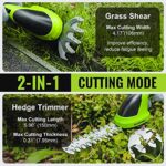 WORKPRO Cordless Grass Shear & Shrubbery Trimmer – 2 in 1 Handheld 7.2V Electric Grass Trimmer Hedge Shears/Grass Cutter Rechargeable Lithium-Ion Battery and Type-C Cable Included