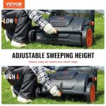 VEVOR Push Lawn Sweeper, 21-inch Leaf & Grass Collector, Strong Rubber Wheels & Heavy Duty Thickened Steel Durable to Use with Large Capacity 3.5 cu. ft. Mesh Collection Hopper Bag, 2 Spinning Brushes