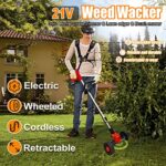 Electric Weed Eater Cordless Weed Wacker Battery Powered, 3-In-1 Grass Trimmer Brush Cutter Edger Lawn Tool with 2 X 2.0Ah Battery, 26 Blades, Shoulder Strap, Push No-String Lawn Mower for Garden Yard